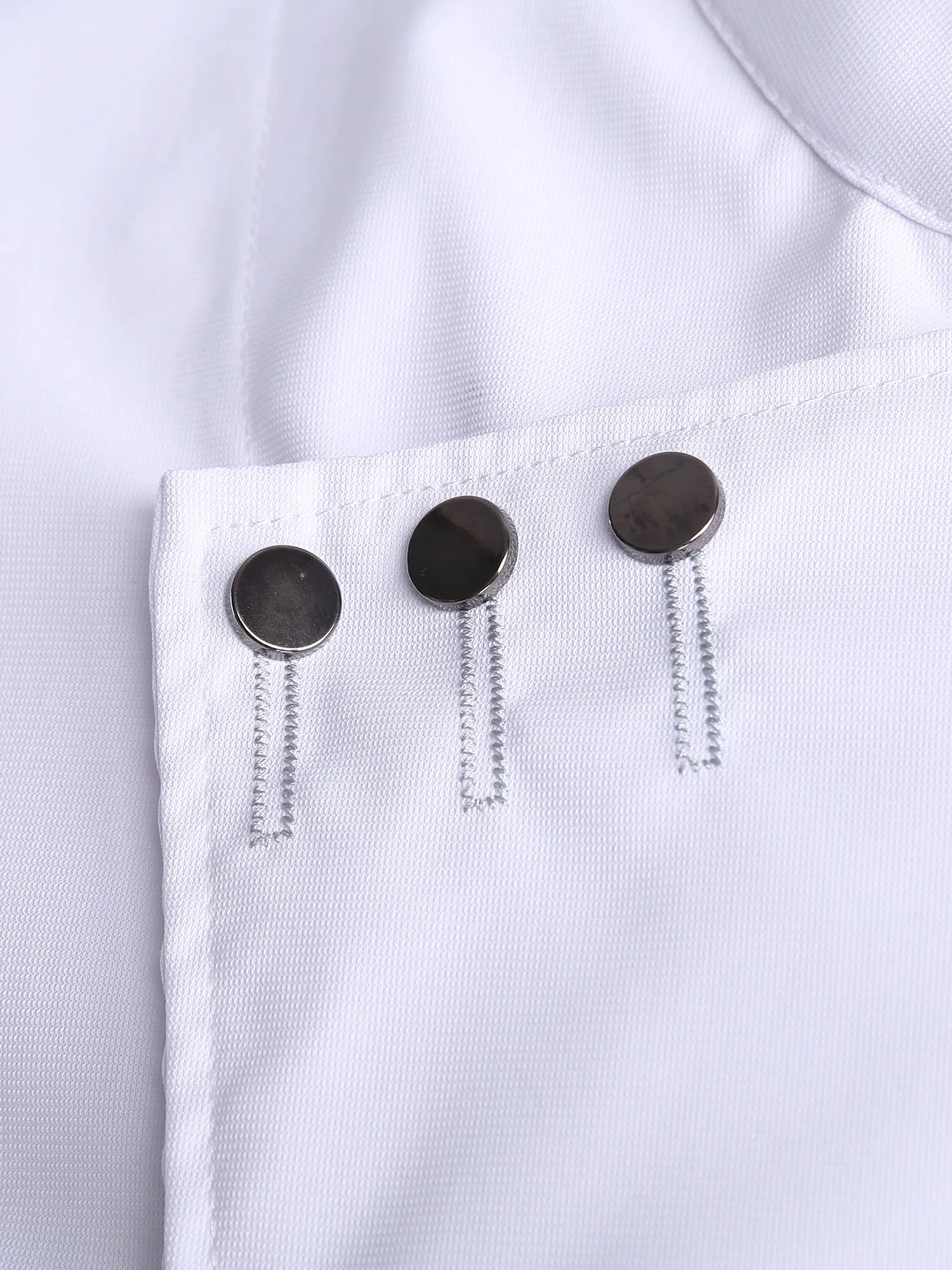 

Unisex Men Women Chef Coat Kitchen Work Uniform Stand Collar Short Sleeve Press Button Shirts for Restaurant Hotel Cafe Bakery