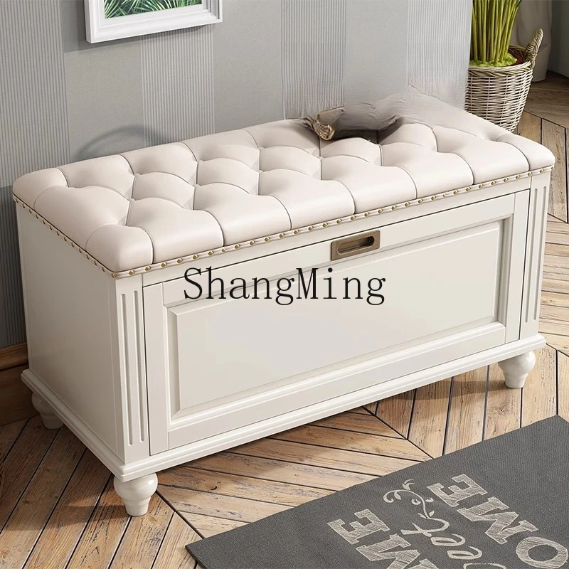 

SM advanced solid wood shoe change stool, seated multi-functional storage stool at the door of the home