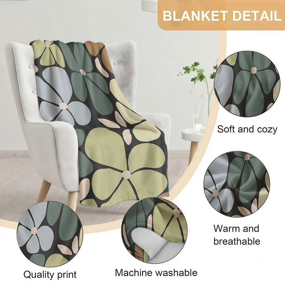 dark earthy flower Soft Warm Flannel Blanket Lightweight Cozy Christmas Halloween Home Decor Room