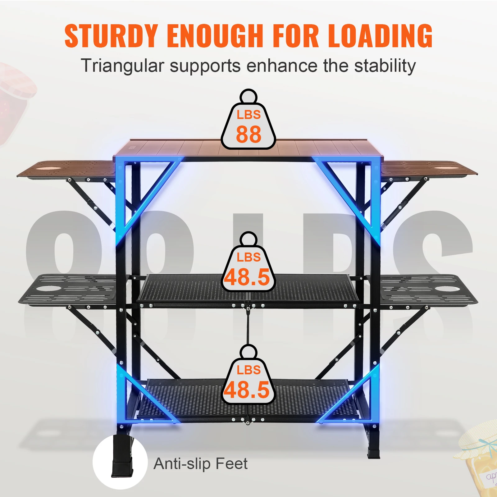 SucceBuy Camping Kitchen Table One-piece Folding Portable Cook Station Aluminum Camping Folding Table for Outdoor Picnics BBQ image 6
