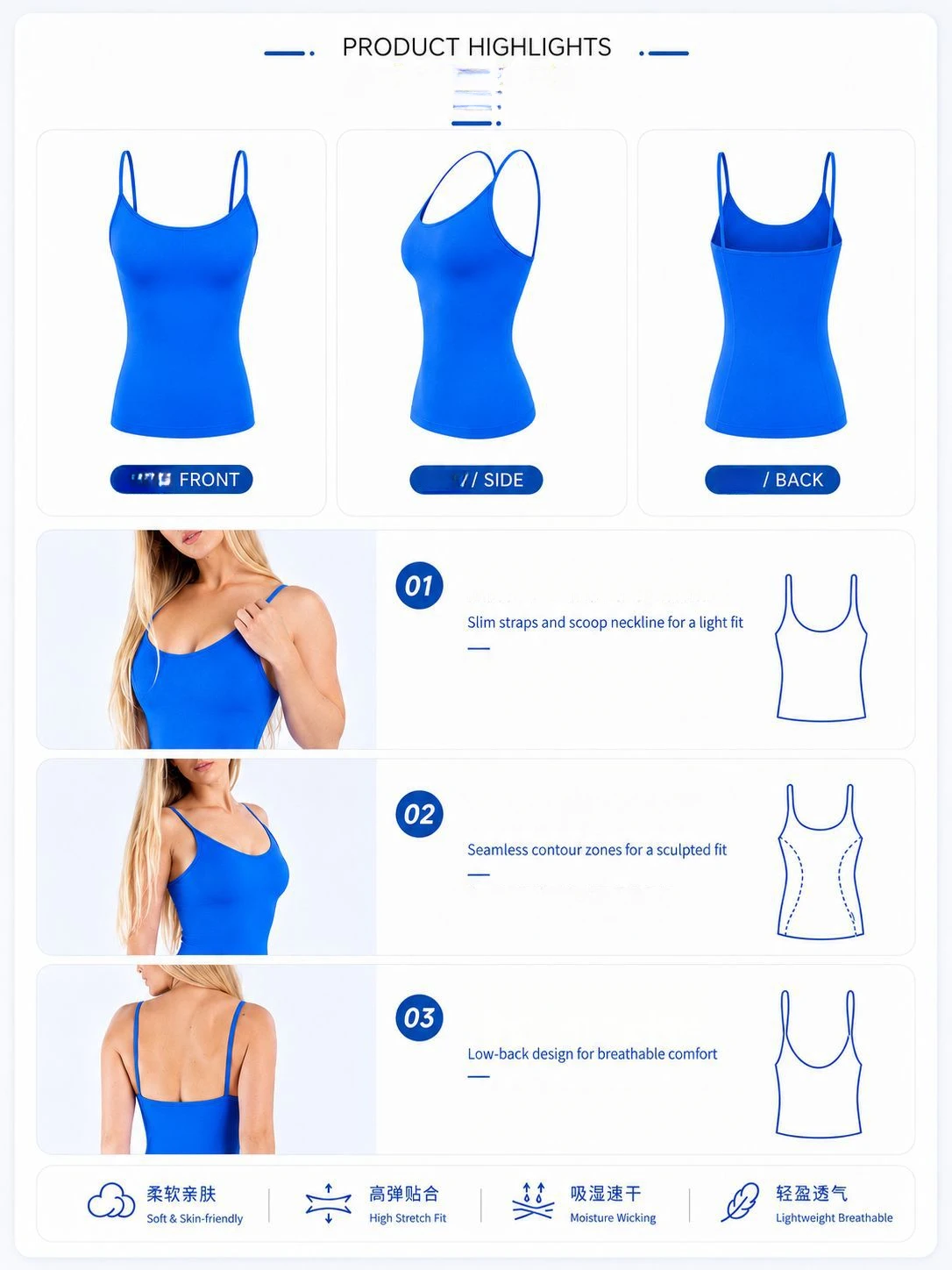 Denyf Damen-Yoga-Set mit dünnen Trägern, rundem Halsausschnitt, nahtlosem Design, herausnehmbaren Einlagen, Sport-BH und Shorts für Fitness-Training. – Detail 4