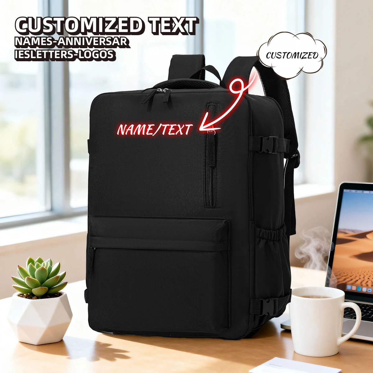 Mochila de viaje personalizada con logotipo para hombre, mochila de gran capacidad para viajes cortos, mochila para mujer, equipaje, mochila escolar, equipaje de mano, sin necesidad de llevarlo a la facturación, personalizado DIY