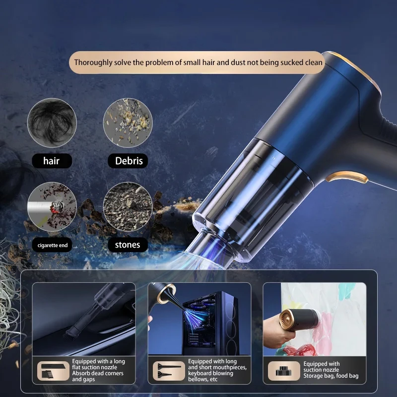 Lenovo 1290000Pa Car Vacuum Cleaner 2 -in-1 Portable Wireless Car Vacuum Cleaner Handheld Home Car Dual Use Vacuum Cleaners