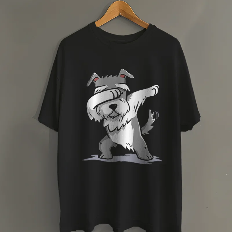 

Schnauzer Pattern T-shirt Mini Giant Dog Print Short Sleeved Cute Peripheral Clothes Soft Clothes Men and Women High Quality