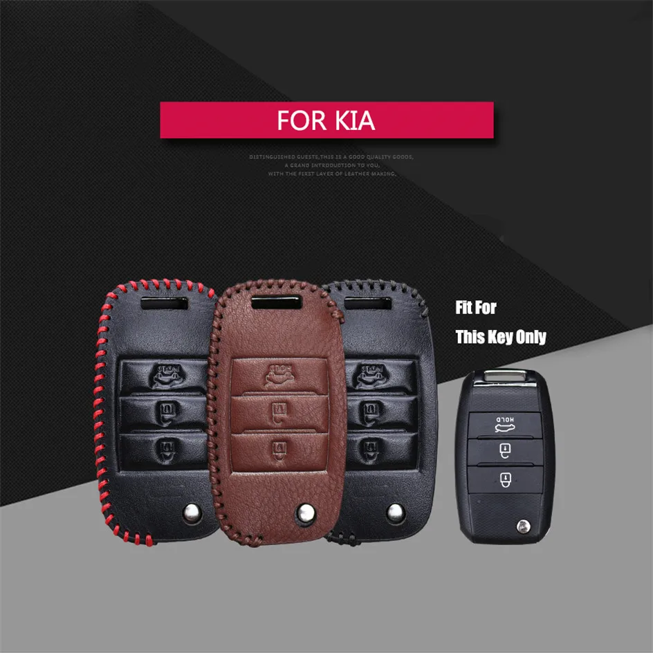 Best Sale Leather Flip Car Key Case Cover For Kia Ceed Sportage Rio 3 4 Borrego Soul Venga Key Holder Key Parts Skin Shell