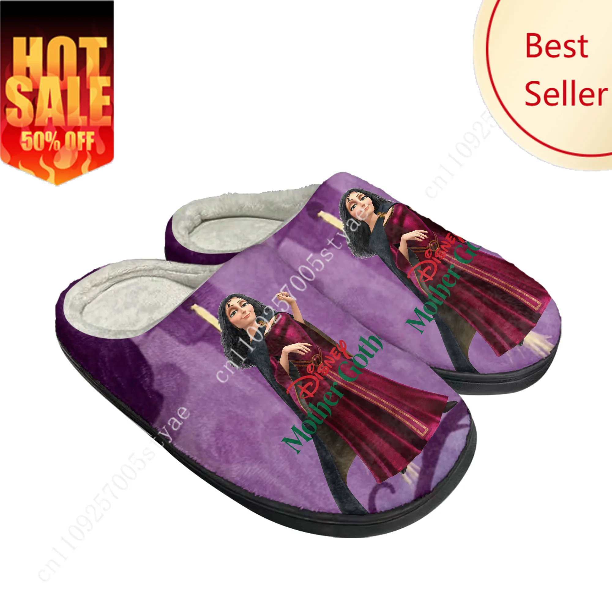 

Mother Gothel Cotton Slippers Disney Cartoon Decorate Plush Indoor Shoes Design Your Party Holiday Gifts Custom Shoe
