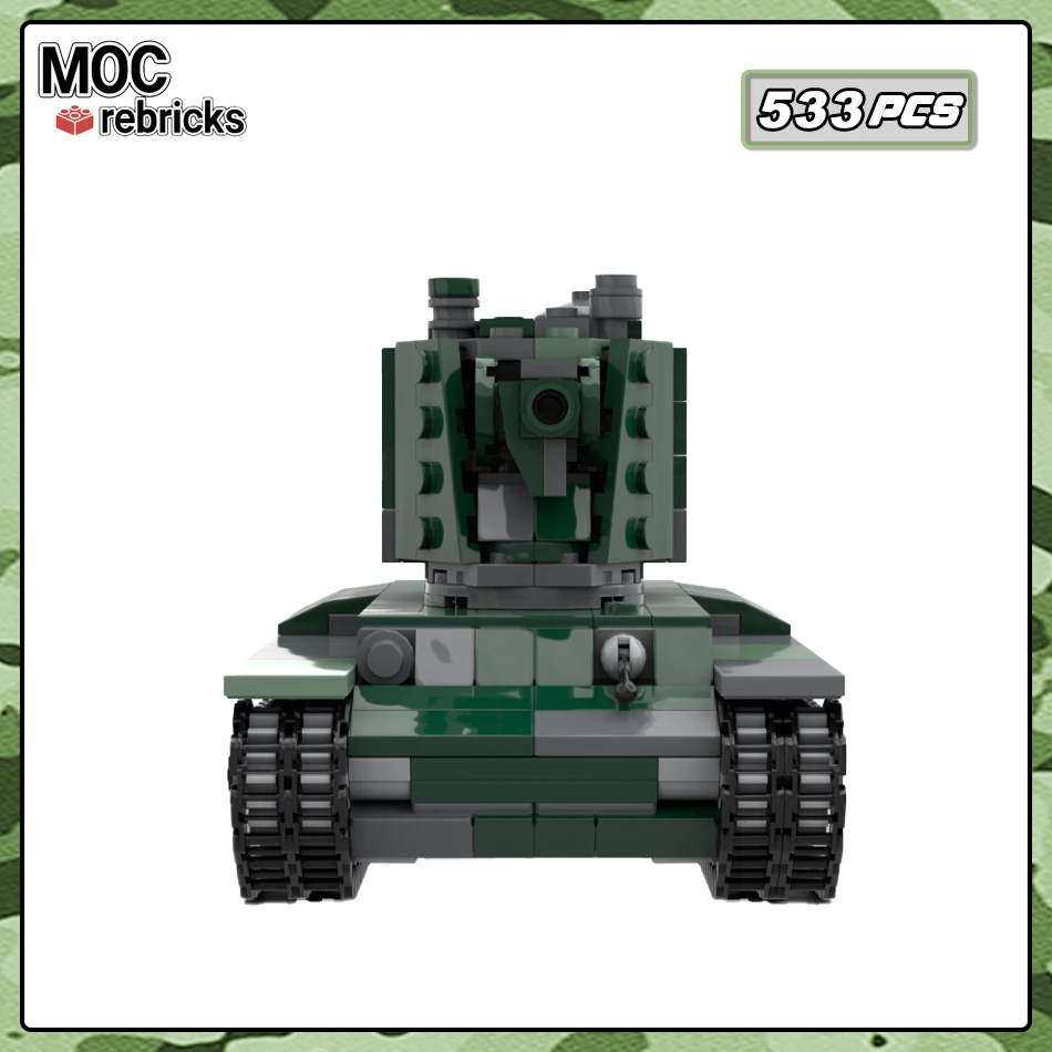 WW II บล็อกตัวต่อโมเดล KV-2รถถังหนัก, MOC-137385ทหารชุดของเล่นอิฐสร้างสรรค์