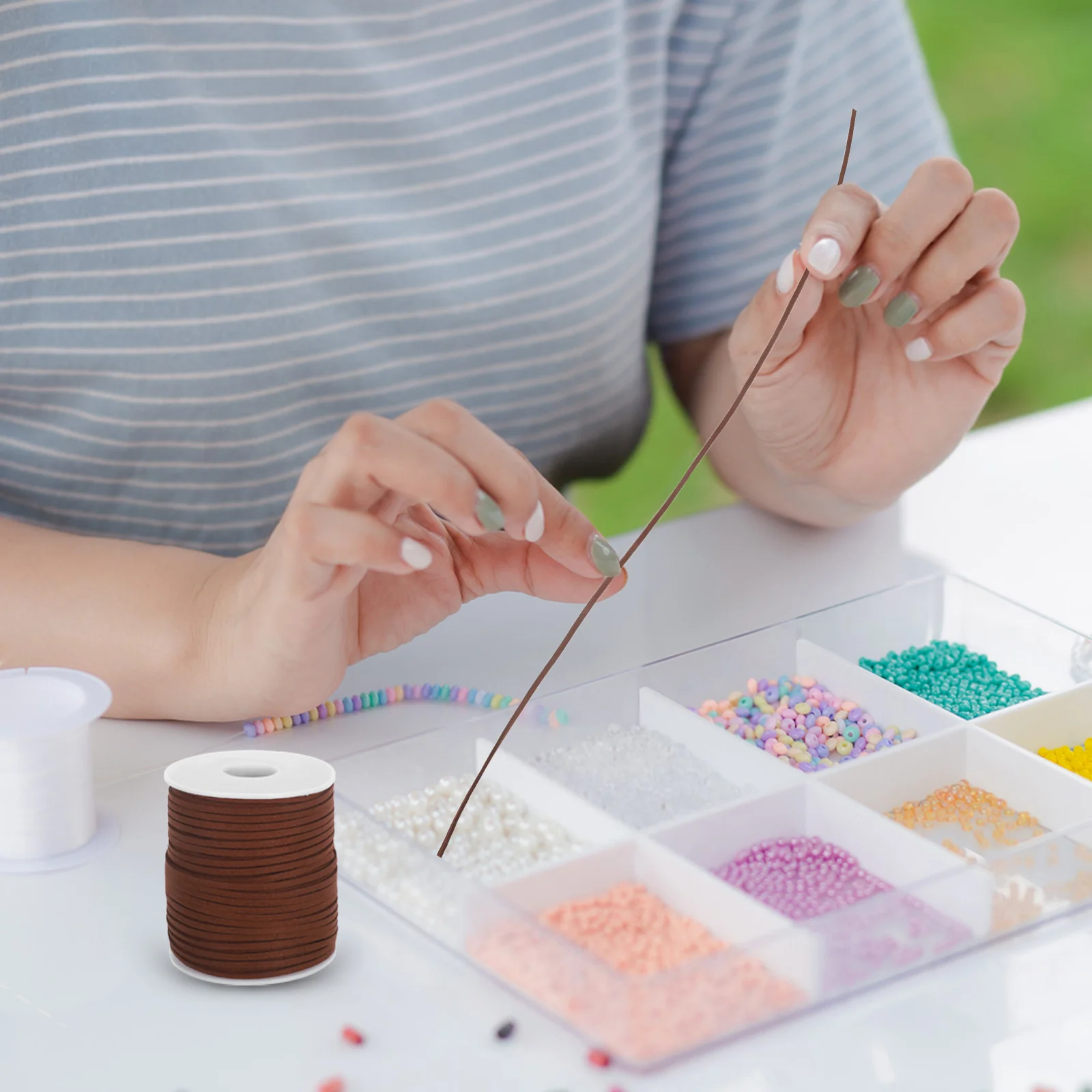 

Olive Green Faux String 6mm 45m Roll Soft Durable Jewelry Crafting Bowknot Making Decorative Party String