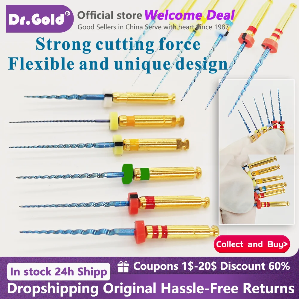

Dental Thermally Activated Nickel-titanium Root Canal File Endo Forming Files 25mm 6pcs Engine Use Dentistry Blue Needle Tools