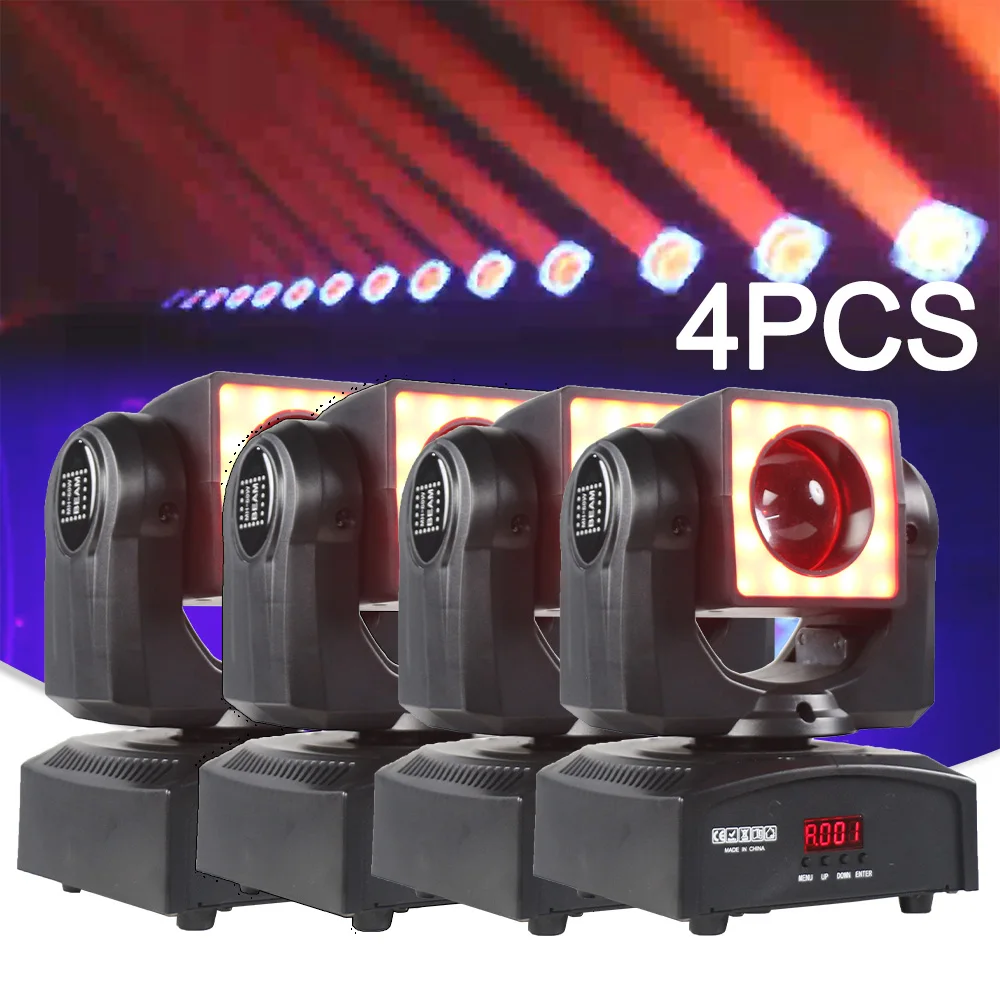 

4PCS 60W RGBW LED Beam Strobe Effect Moving Head Stage Lighting Club Bar Wedding Party wedding Christmas Decoration DMX Control