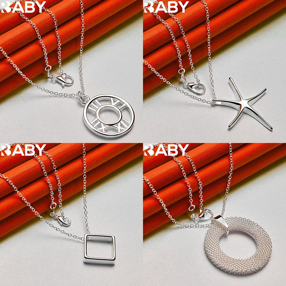 

URBABY 40-75cm 925 Sterling Silver Design Pendant Necklace For Women Men Creativity Gifts Street All-match Party And Daily Wear