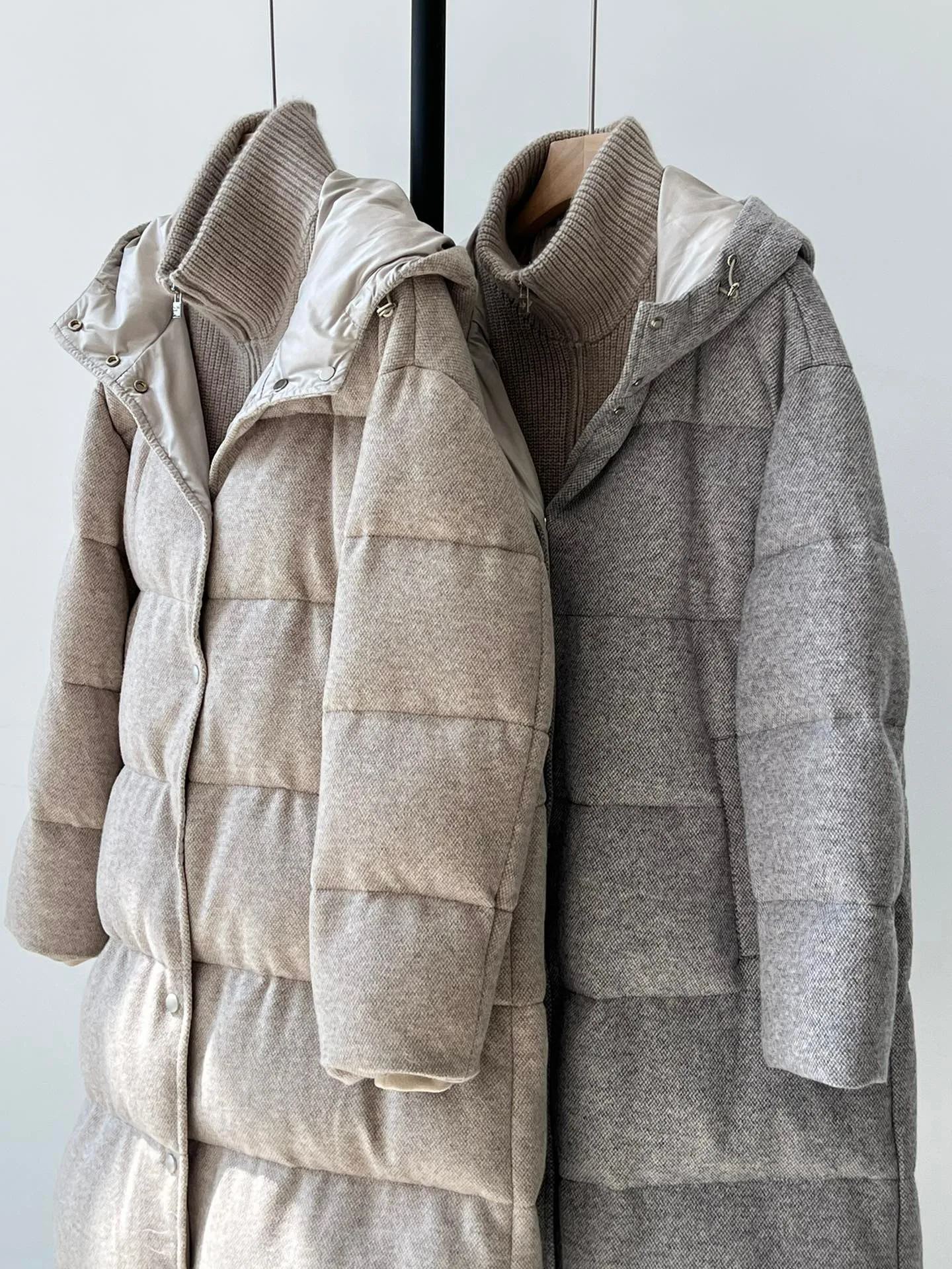 Luxurious cashmere casual hooded down coat