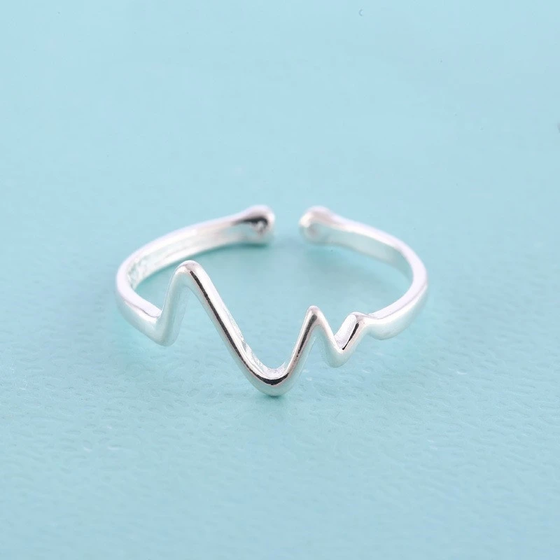 New Fashion Simple V-ring 925 Sterling Silver Wave Lightning Shaped Popular Opening Rings  R007