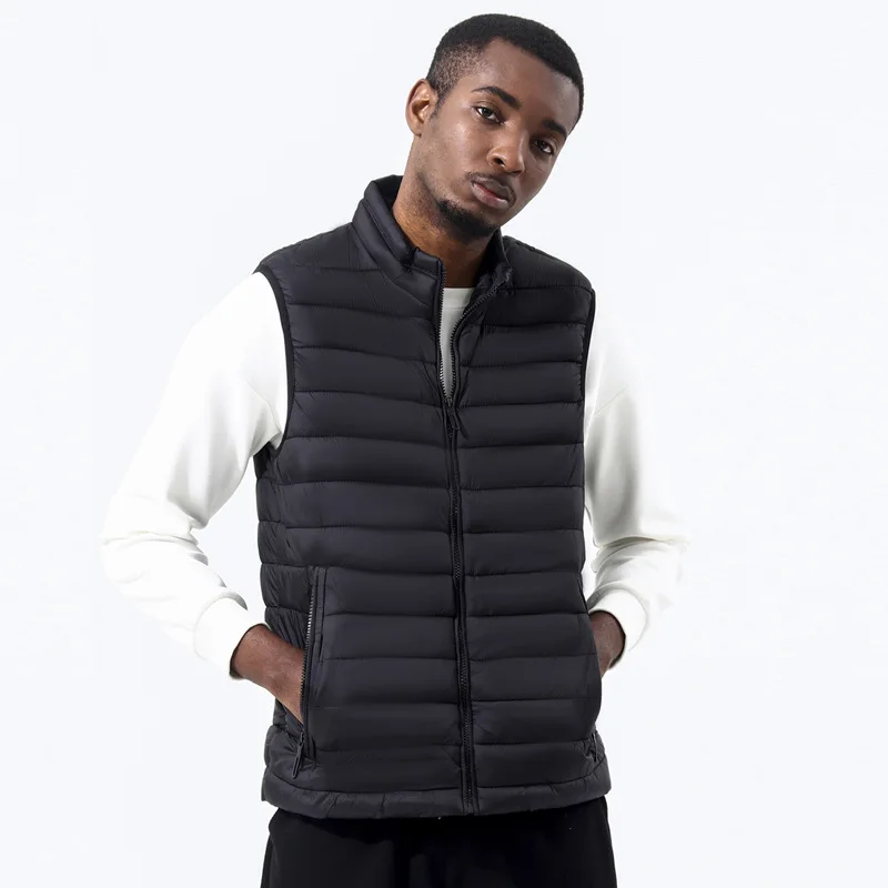 

New Men Vest Stand Collar Sleeveless Waistcoat Large Size Warm Cotton Padded Casual Autumn Winter Jacket Wholesale Cross Border