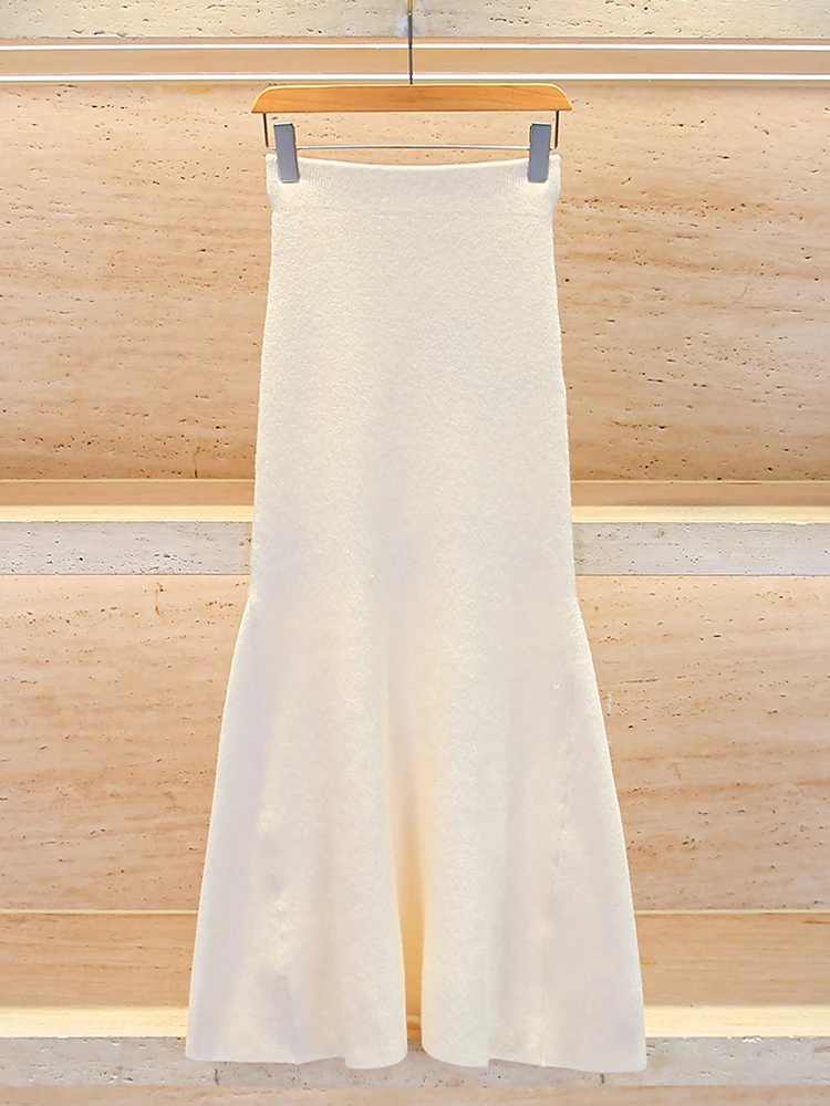 

Юбка-рыбка с высокой талией, вязаная, простого кроя, длинная, облегающая, для весеннего сезона от SP Home South Oil