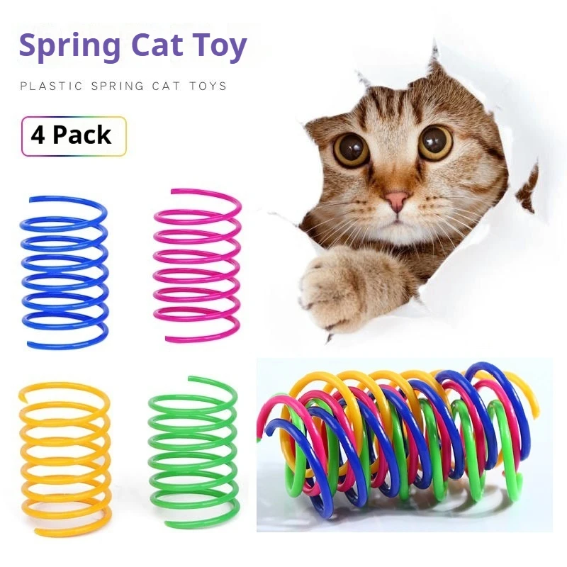 Cat Toys Colorful Plastic Springs Bouncing Cat Toy Balls Self-hilarious play pet supplies