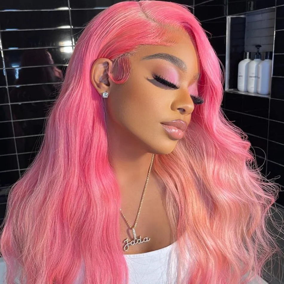 

Light Pink 13x6 hd Lace Frontal Human Hair Wig for Women Choice Cosplay 13x4 Body Wave Lace Wig Long Glueless Wigs Ready to Wear