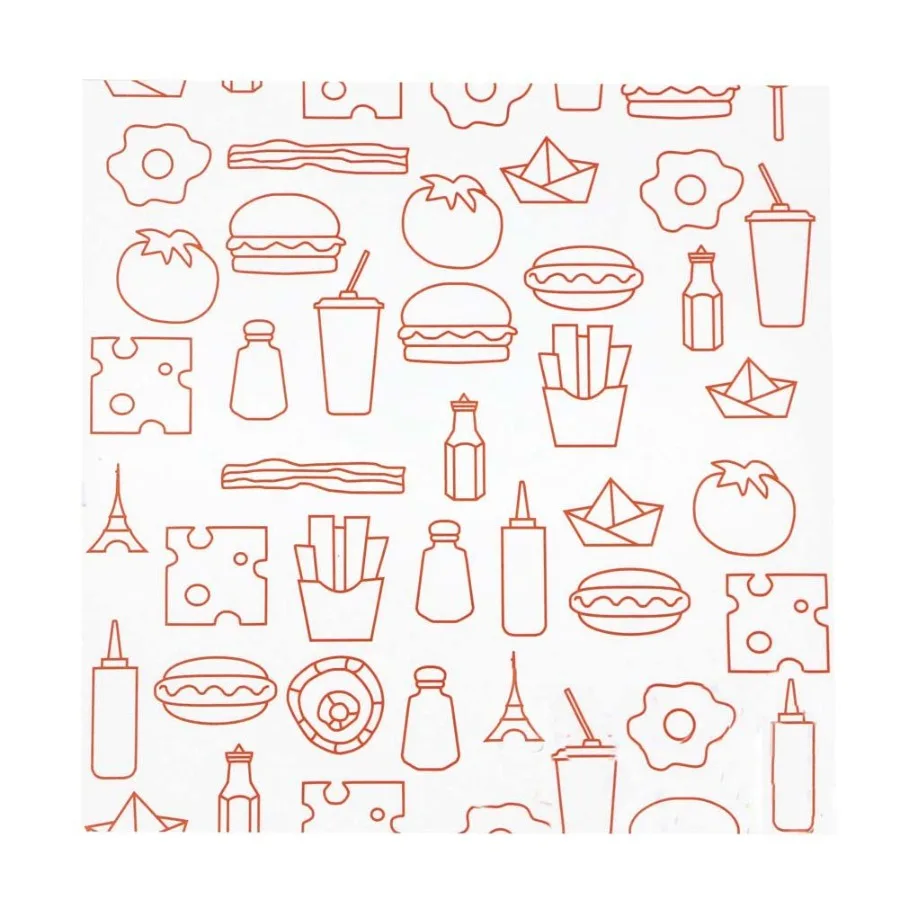 

[Red Graffiti] 200 Pcs Baking Papers GreaseProof Wax Papers Hamburger Papers