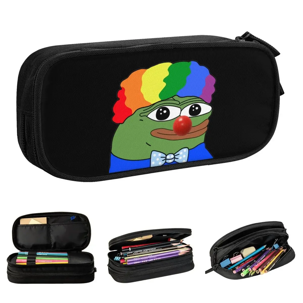 

Пенал Pepe The Frog Clown Dank Meme, держатель для ручек, сумки для карандашей, детские большие пеналы для хранения студентов, школьный подарок