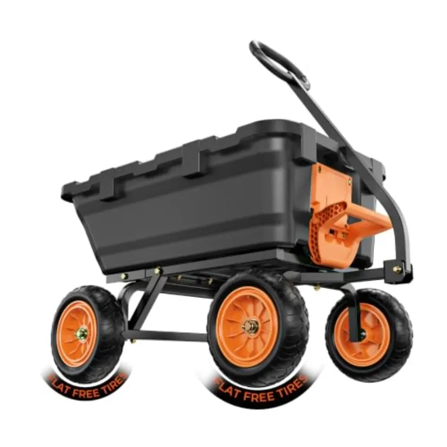 Dump Garden Cart 900lb Capacity with 10-Inch Flat-Free Tires
