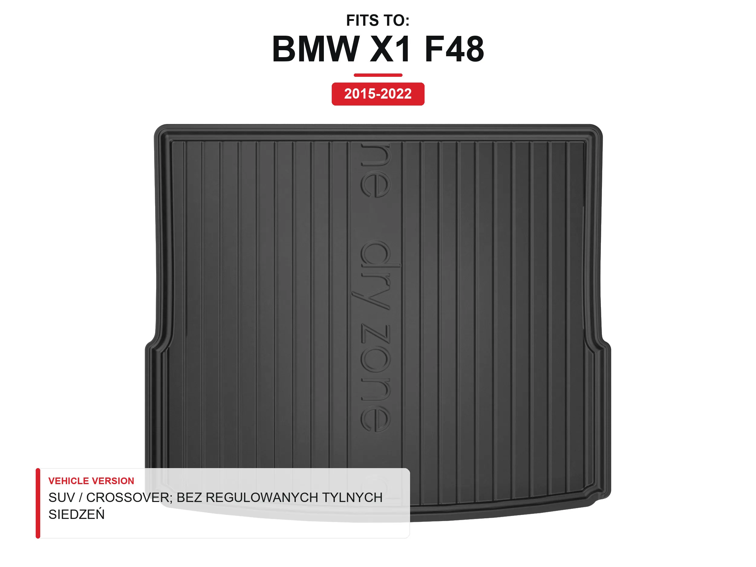 Tpe Dryzone kofferbakmat voor: Bmw X1 F48 2015-2022 Suv