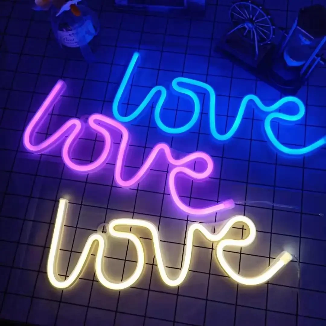 Love Neon Light Sign LED Letter Night Lamp Battery USB Powered Nightlight for Christmas Valentine\'s Proposal Wedding Decor