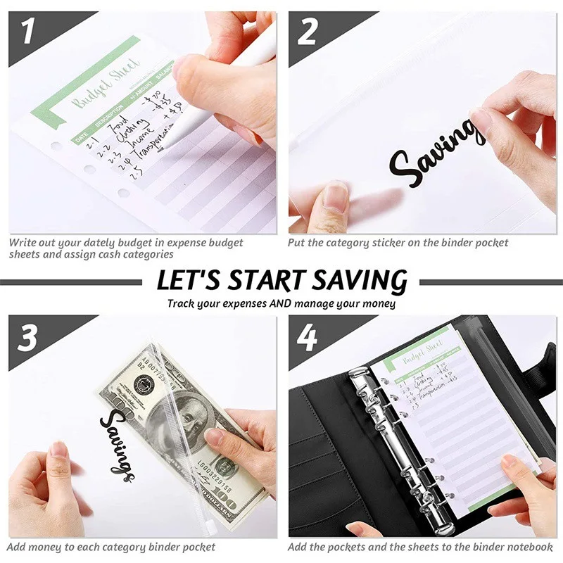 A7 Budget Binder Small Planner Wallet And Zip Envelope  Mini  Budget Binder  For Saving Money Cash System Money Organizer