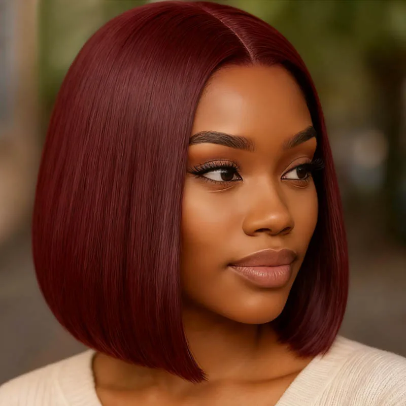 باروكة باللون الأحمر الخمري مقاس 12 بوصة، ألياف صناعية مقاومة للحرارة بدون غرة، مناسبة للاستخدام اليومي في الحفلات، طراز أساسي للسيدات #3