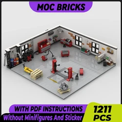 Street View Model Moc Building Bricks Tuning Garage With Accessories Technology Blocks Gifts Christmas Toys DIY Sets Assembly