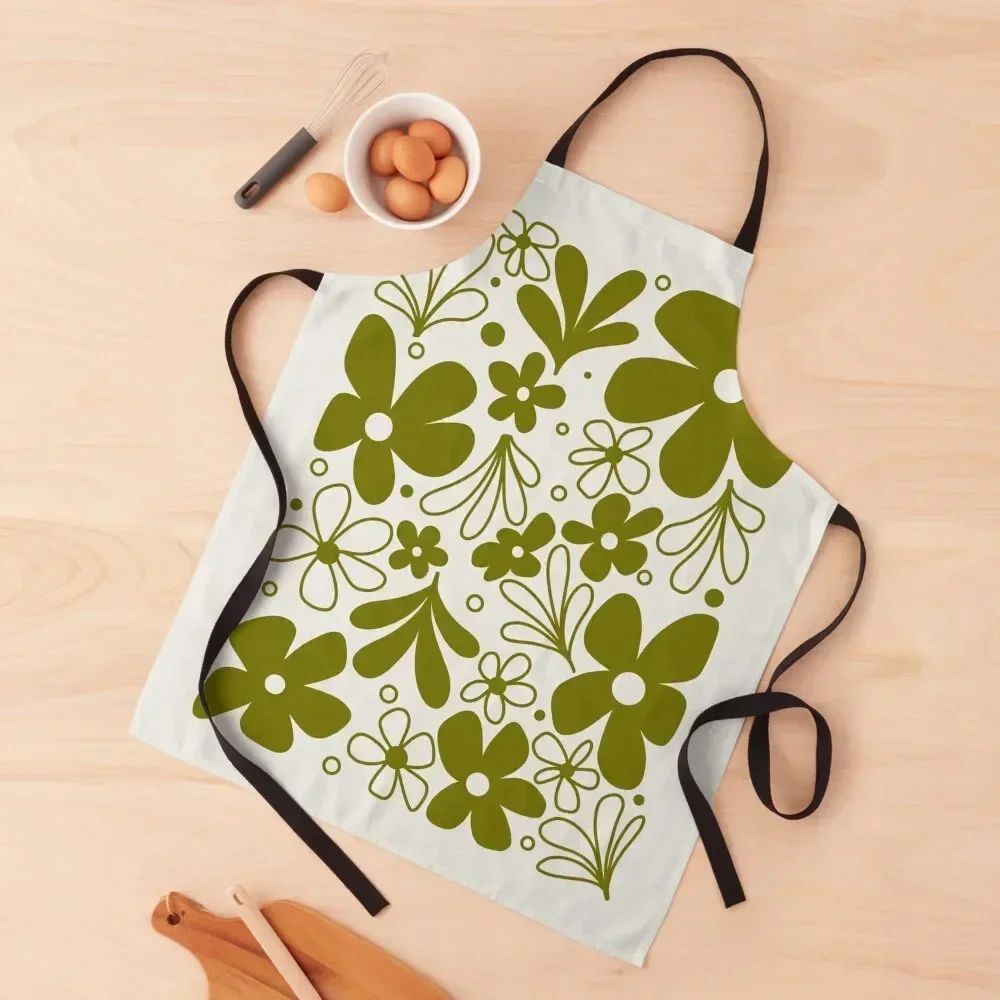

Inverse Crazy Daisy Vintage Pyrex Inspired Floral Illustration Apron Kitchen Supplies Idea Goods Apron