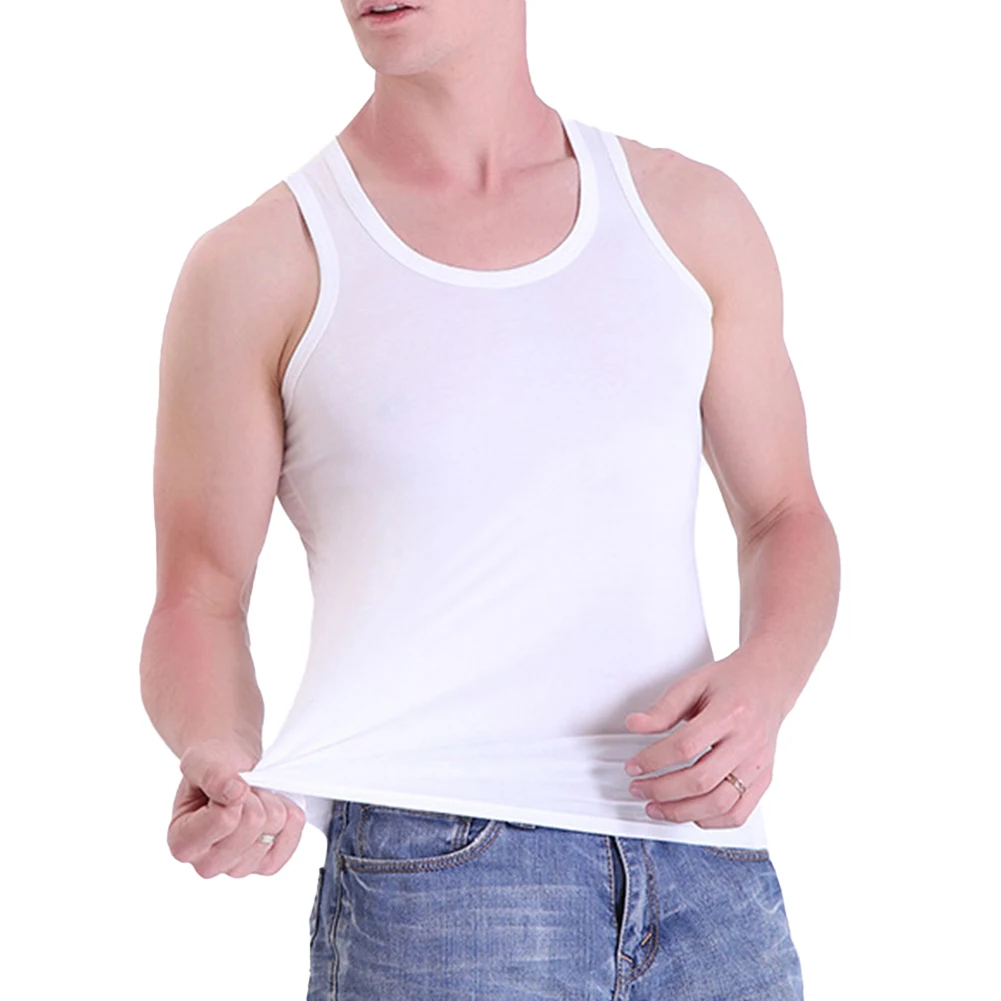 

Hot Stylish Comfy Fashion Mens T Shirt Tank Tops All Seasons Bodybuilding Crew Neck Vest White Fitness Gray Gym