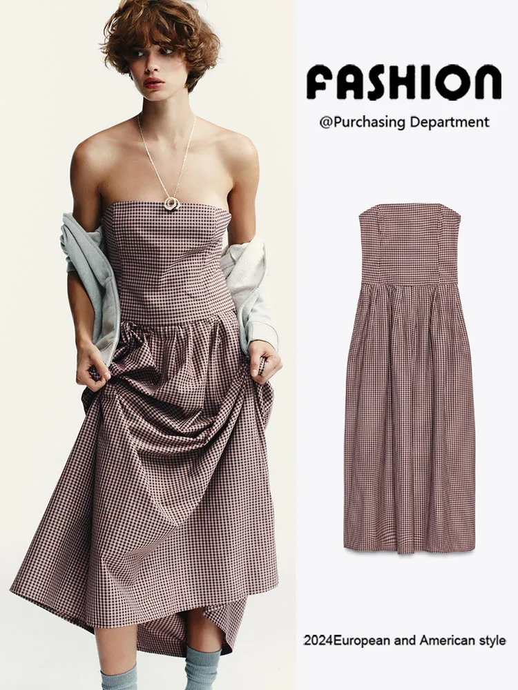 Nieuwe herfst Faion dames slim fit geruite tube Dr taille cinching Ele Miao etnische Sle Dr