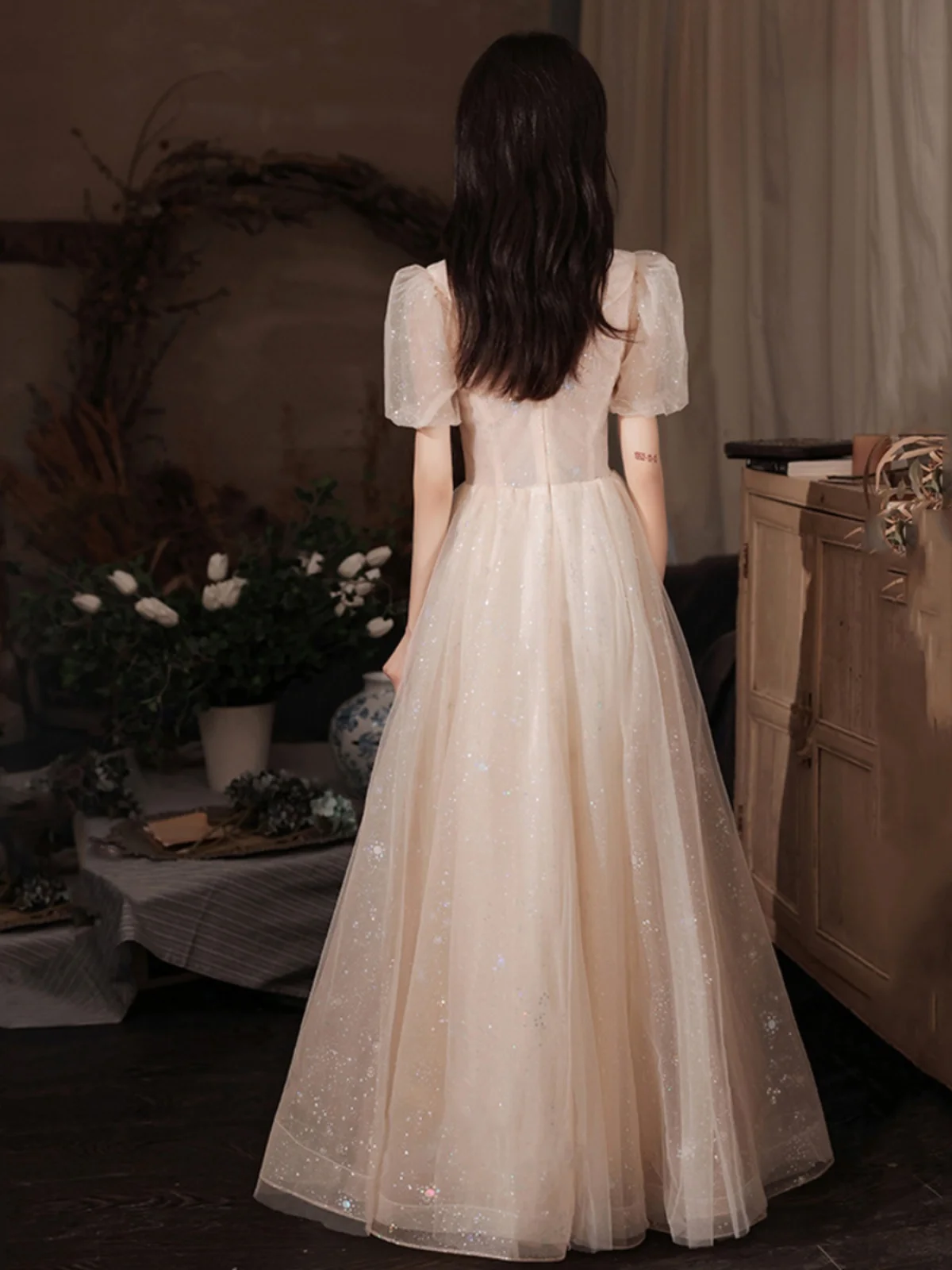 

Champagne Colored aduation Gown Ele ort Sve Long Dr for High School Students Art Exam Women's Maids Dr 2024 ...
