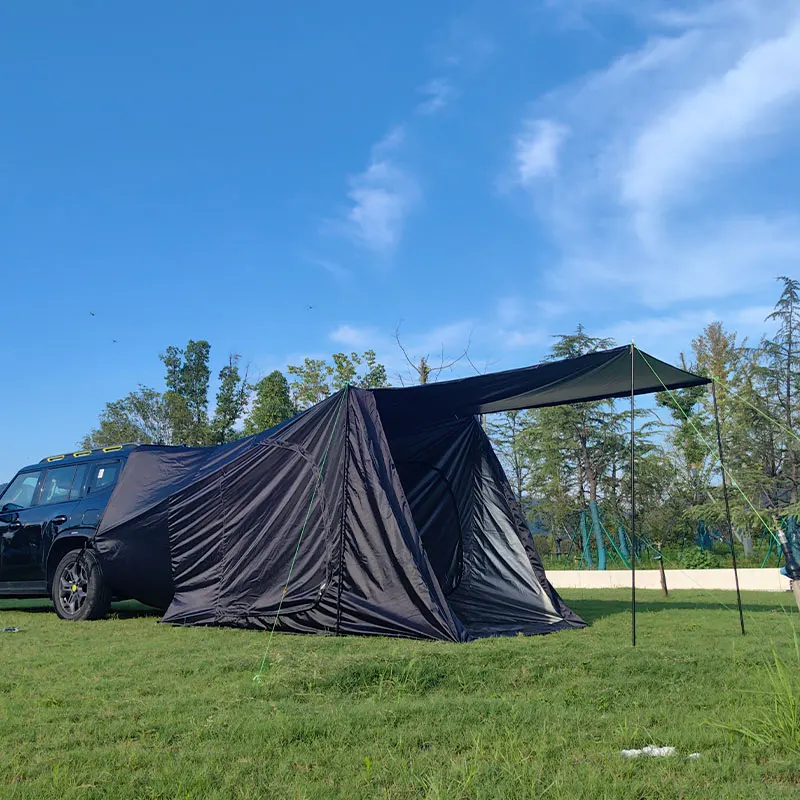 

camping tent big space with rainfly, hatch back camping tent for 5 person, tailgate camping tent for suv with 4 poles, car tent