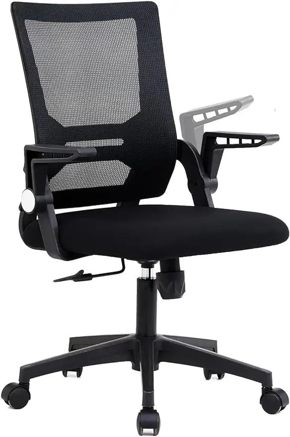 Desk Chair, Office Chair Mesh Lumbar Support Study Chairs, Ergonomic Rolling Computer Chair with Flip-up Armrests, Swivel Adjust