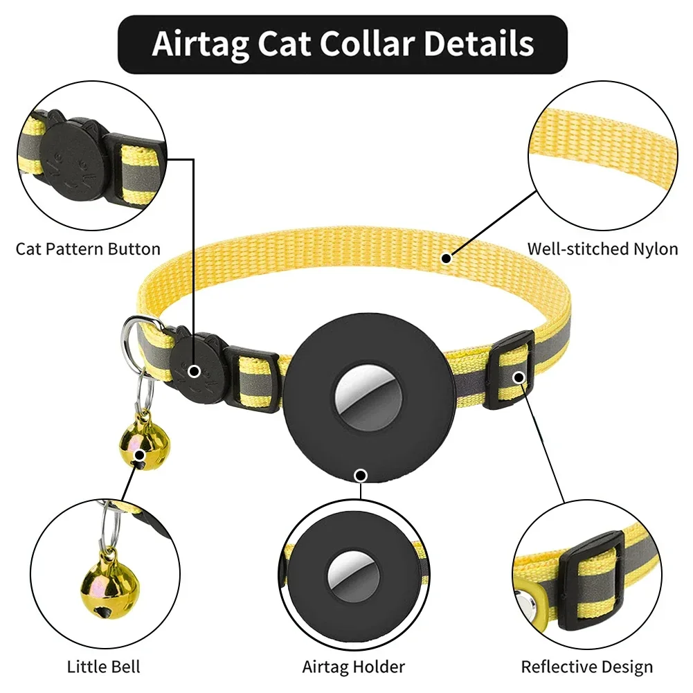 Collar Reflective The Tracker Cat Dog Protective Pet Waterproof Glow In Dark Holder For Nylon Airtag Fits