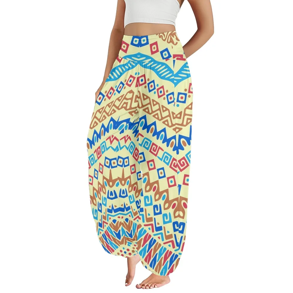 Pantalon à jambes larges imprimé Tribal Unique, ample, taille haute, jogging d'entraînement, sarouel décontracté, pantalon de plage d'été avec cordon de serrage