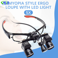 Dental binocular magnifying glass 5X Adjustable magnifying glass 5w LED Medicine binocular magnifying lens light Dental Tool
