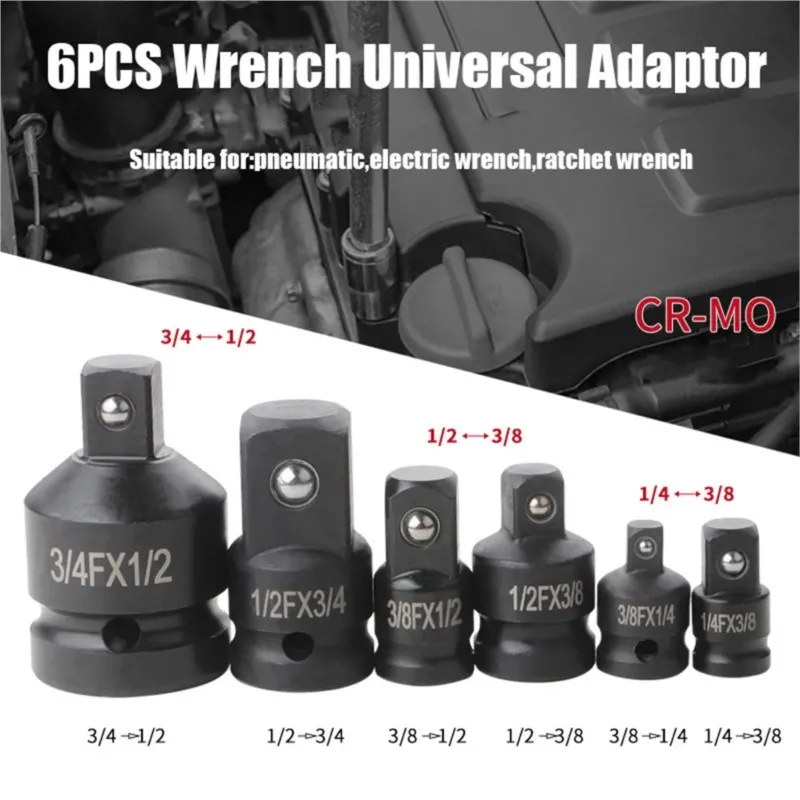 Socket Convertor Adaptor Reducer Set 1/2 to 3/8 3/8 to 1/4 3/4 to 1/2 Impact Socket Adaptor for Car Bicycle Garage Repair Tools