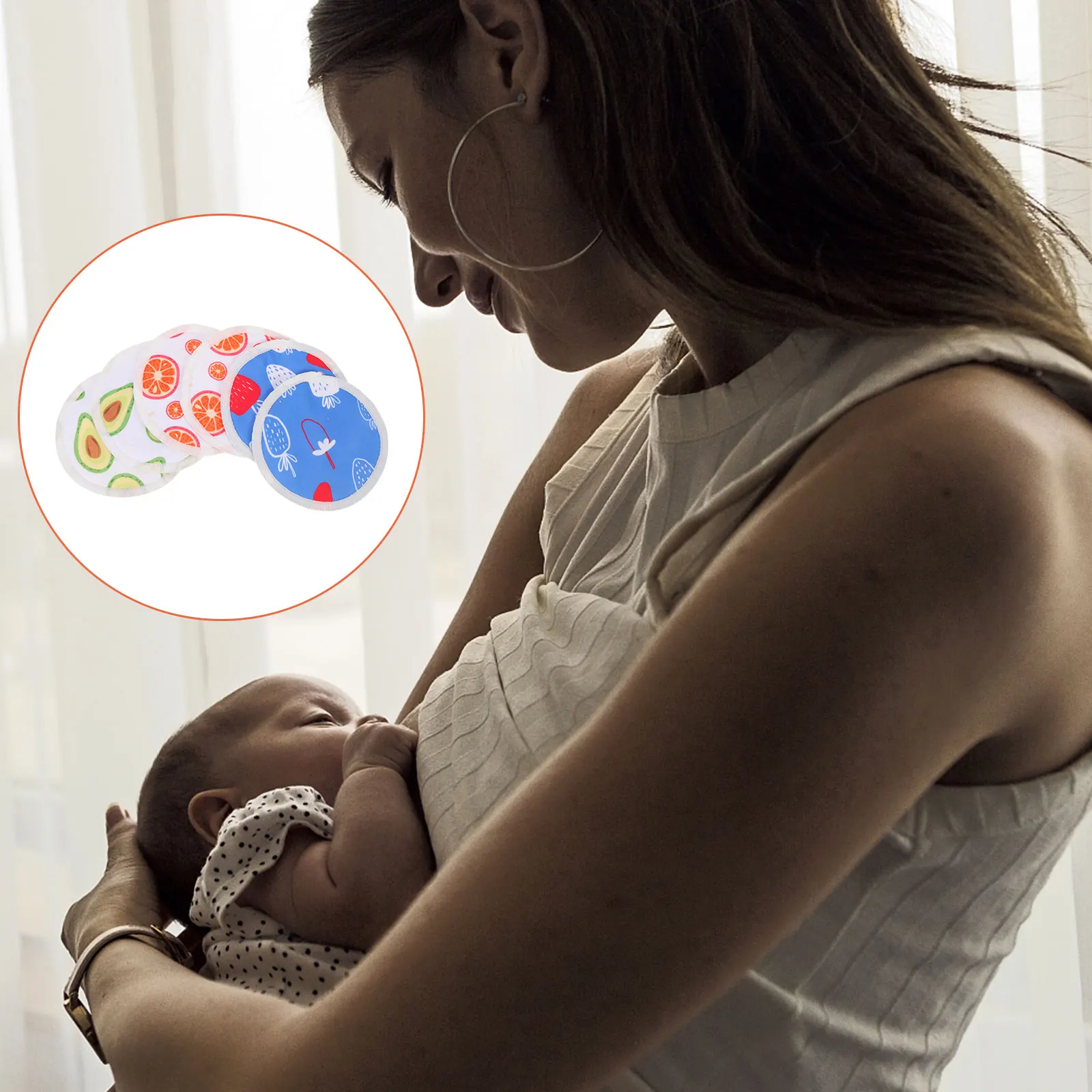 

1 set Reusable Breast Pads Washable Feeding Pads Soft Leakproof Nursing Cushion Middle Groove Design Absorbent Spotting