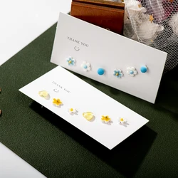 3Pairs Cute Ceramic Mixed Flower Heart Shape Cartoon Earrings Allergy Resistant Multicolor Silveralloy Pin Fashion Z704