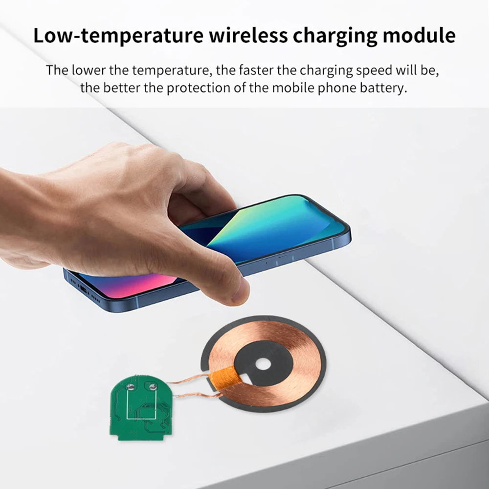 15W 자기 무선 충전 모듈 송신기 PCBA 무선 충전기 마더보드(코일 포함) 저온 더 나은 성능