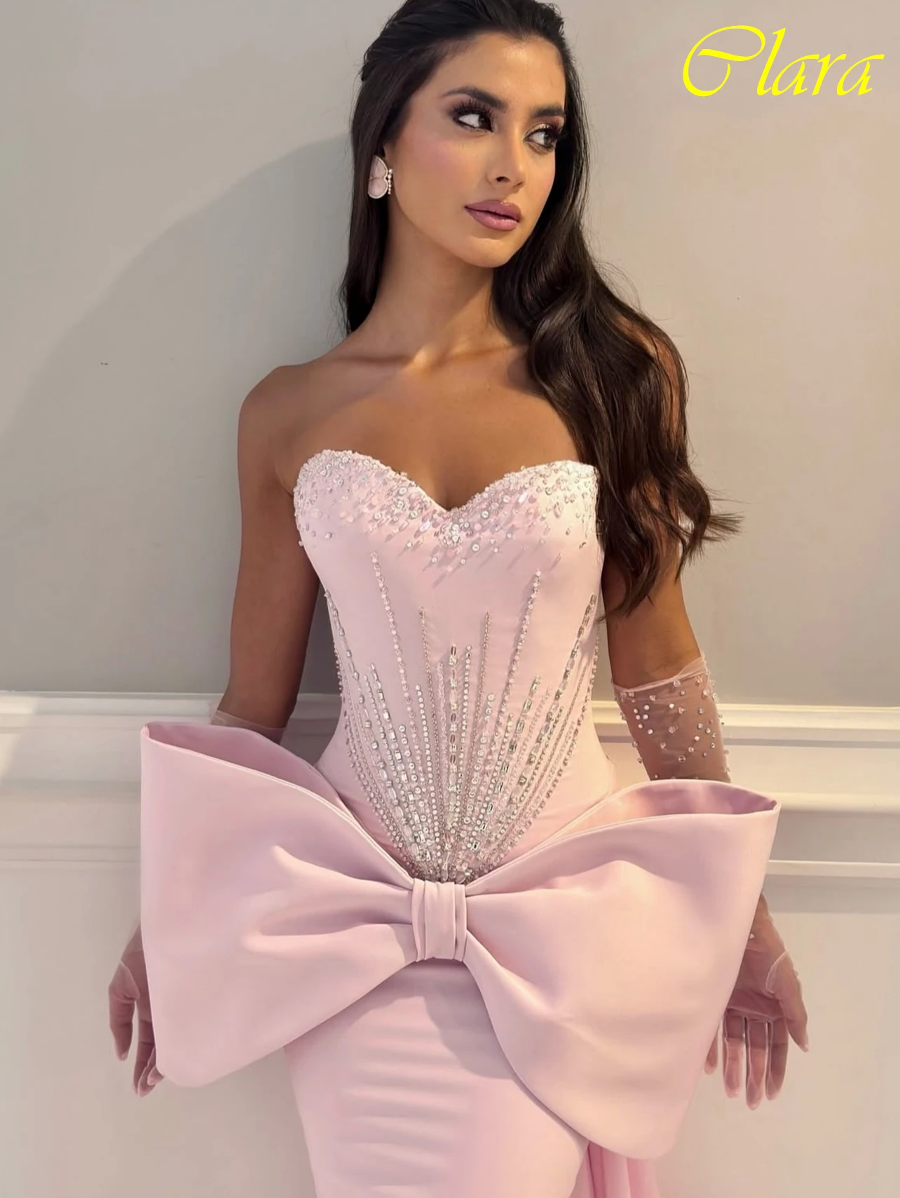 Customized Mermaid Strapless Elegant Formal Evening Dress Fashion Temperament Party Gowns High Quality Delicate Prom Dress
