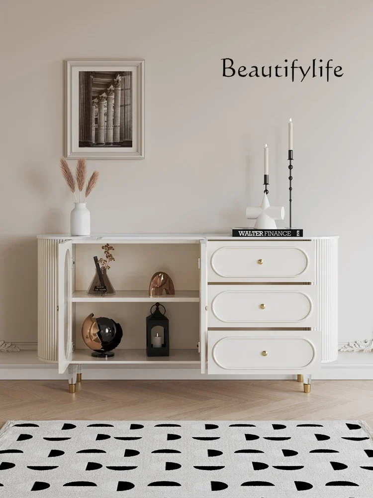 X French Cream Style Stone Plate Sideboard Cabinet Living Room Home Locker