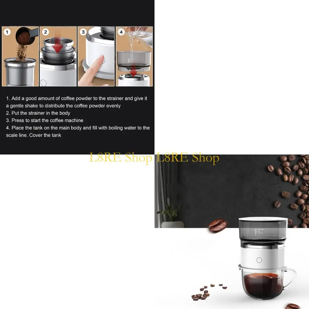 L8RE 휴대용 소형 드립 커피 메이커 자동 핸드 브루 잉 머신 드립 커피 머신 여행 및 가정용 커피 머신