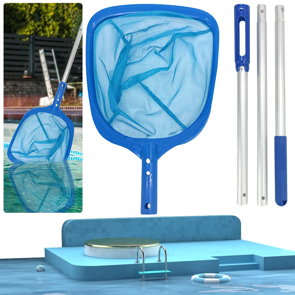 Pool Skimmer Net Set Pool Cleaning Landing Net with Telescopic Rod Pond Net Lightweight Multifunction for Spa Hot Tub Fountain