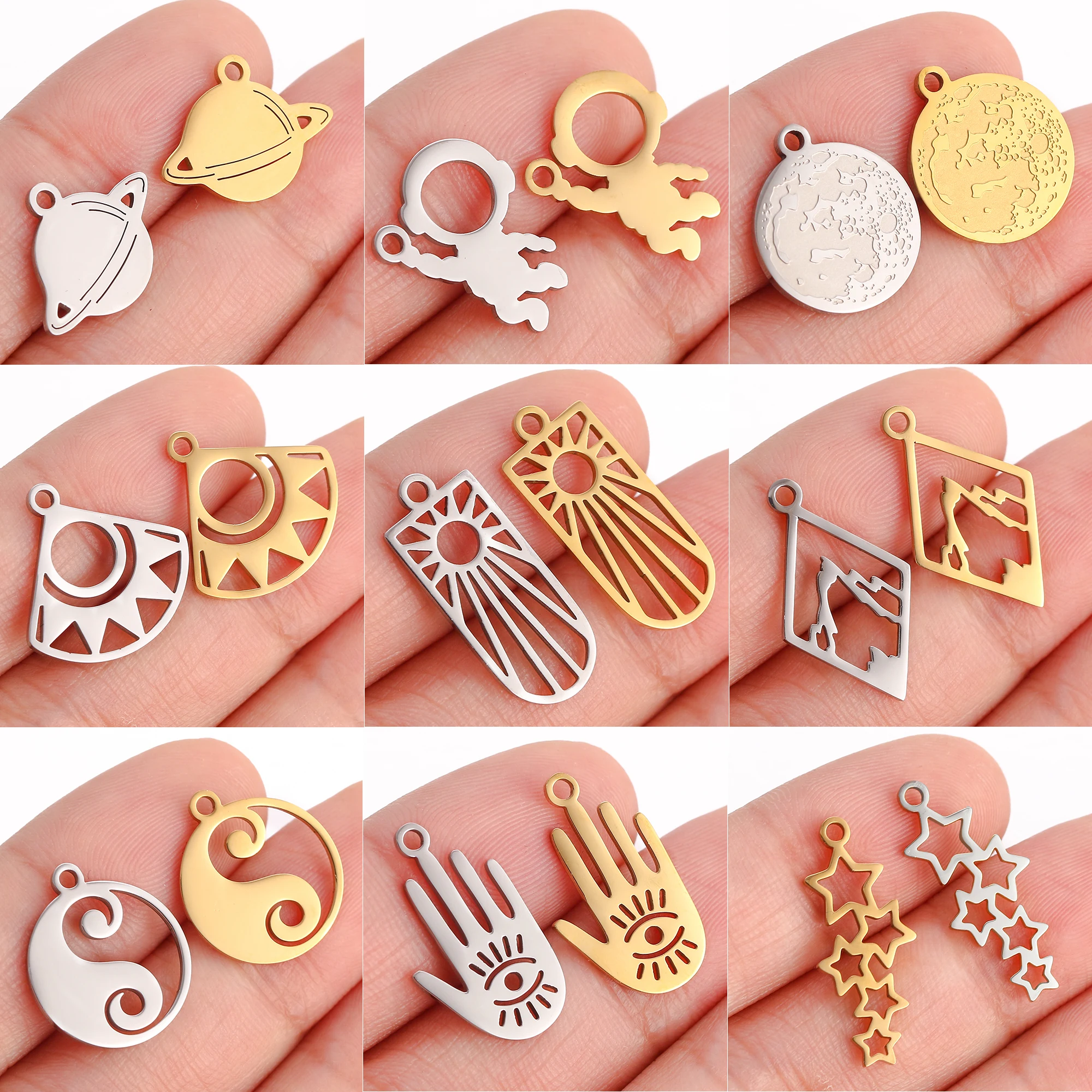 5pcs/Lot Astronaut＆Rocket＆Taiji＆Sun＆Star Charms Necklace Earrings Bracelet Accessories Diy Handmake Charms For Jewelry Supplies