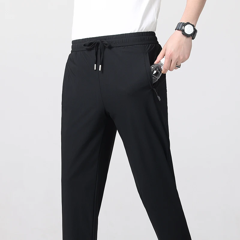 

Брюки для бега, мужские брюки с задней талией, можно поставить мобильный телефон, удобный эластичный пояс, быстросохнущие дышащие спортивные брюки