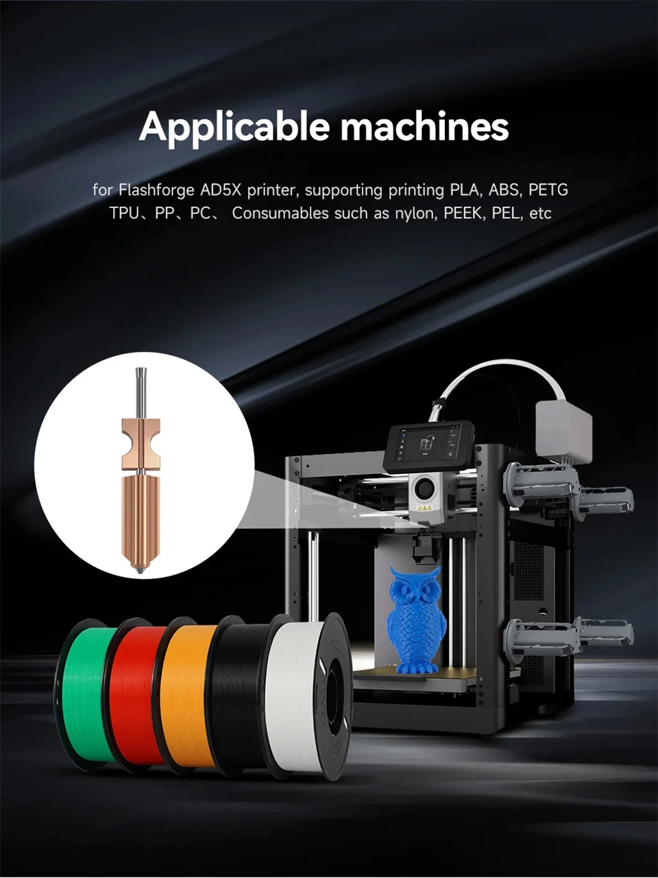 Für AD5X Hotend-Kit AD5X Düse Schnellwechsel-Düse Extruder Schnellverschluss-Düse für Flashforge Adventurer 5X Zubehör – Detail 6