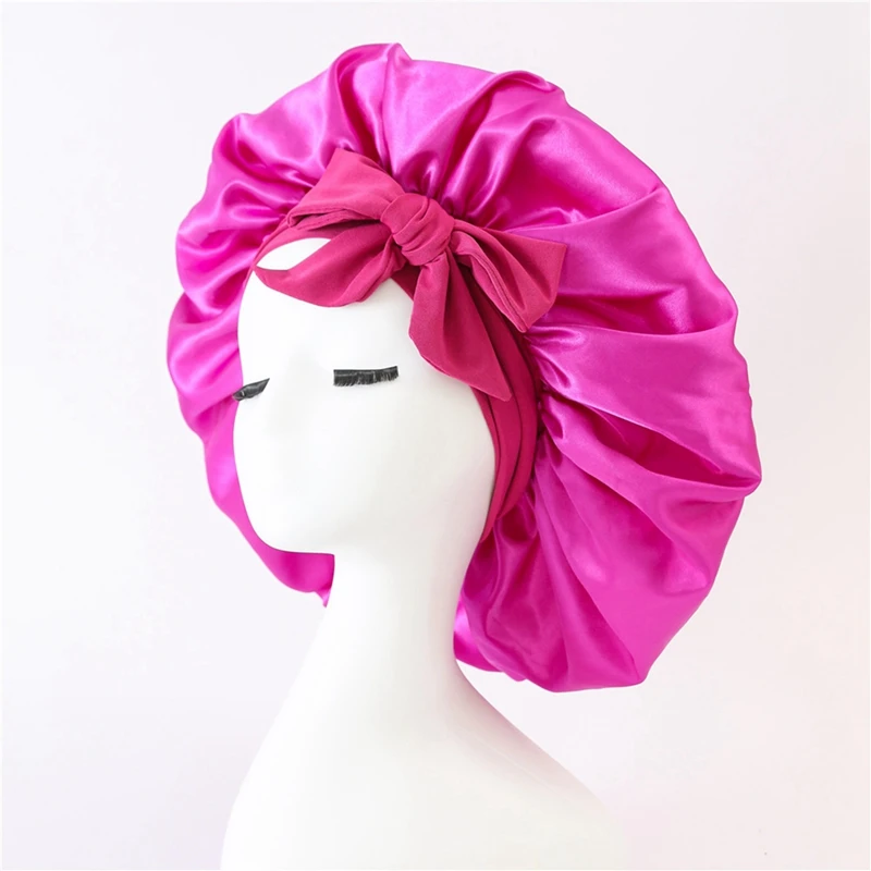 Hot Kf-Women Hat Night Sleeping Shower Cap High Elastic Hair Bonnet Hat Head Cover Hair Care Bonnet Nightcap